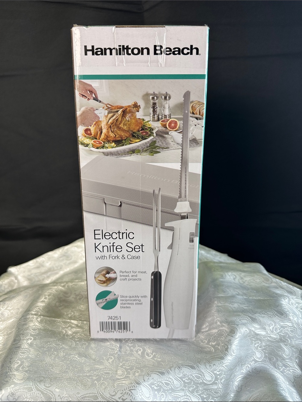 Hamilton Beach White Electric Knife Set with Fork